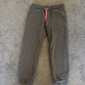 Gray Kids Girl Jogger Pants with Pink Drawstring